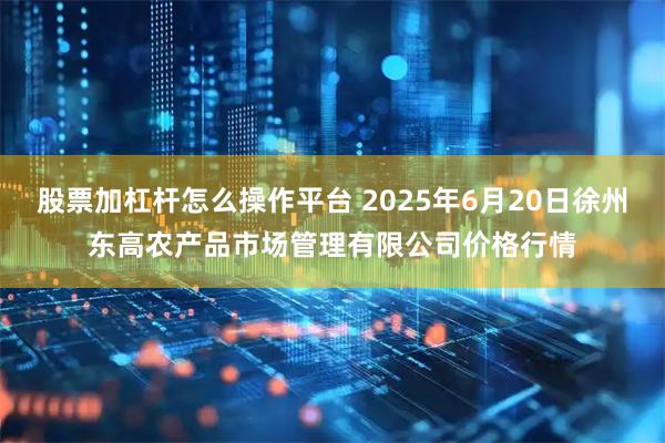 股票加杠杆怎么操作平台 2025年6月20日徐州东高农产品市场管理有限公司价格行情
